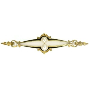French antique Victorian bar brooch with black enamel pearls and rock crystal